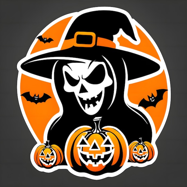 Halloween sticker icon with a cartoon character tshirt design available remove background