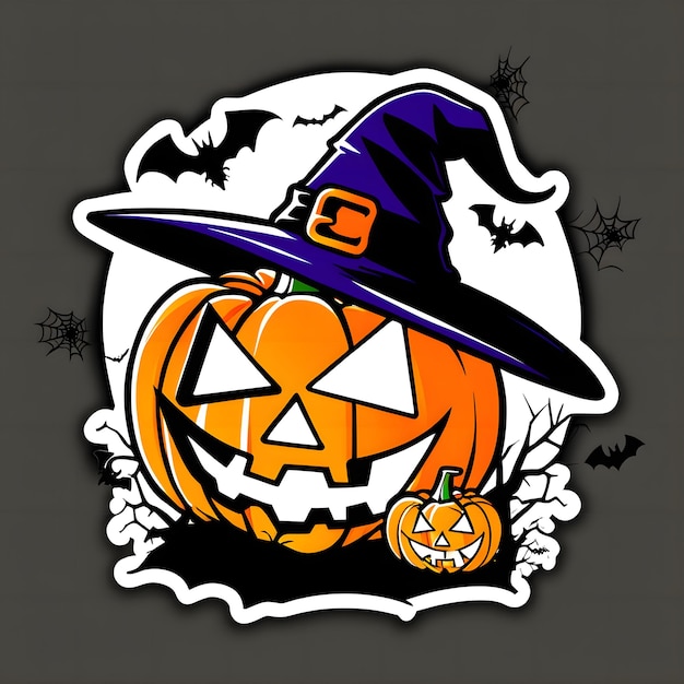 Halloween sticker icoon met een cartoon karakter t-shirt ontwerp beschikbaar achtergrond verwijderen