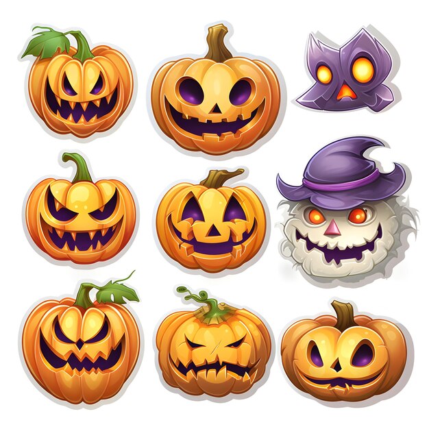 Halloween stickers set ai generated