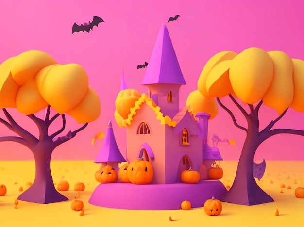 Halloween Style Witch Castle in Spooky Ambiance