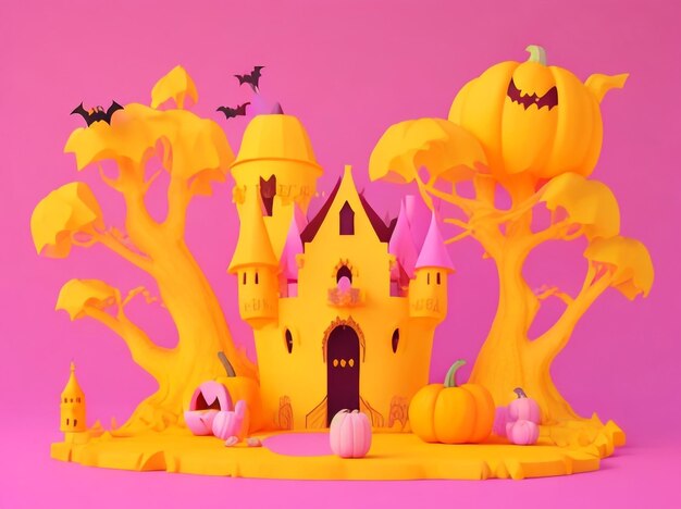 Halloween Style Witch Castle in Spooky Ambiance