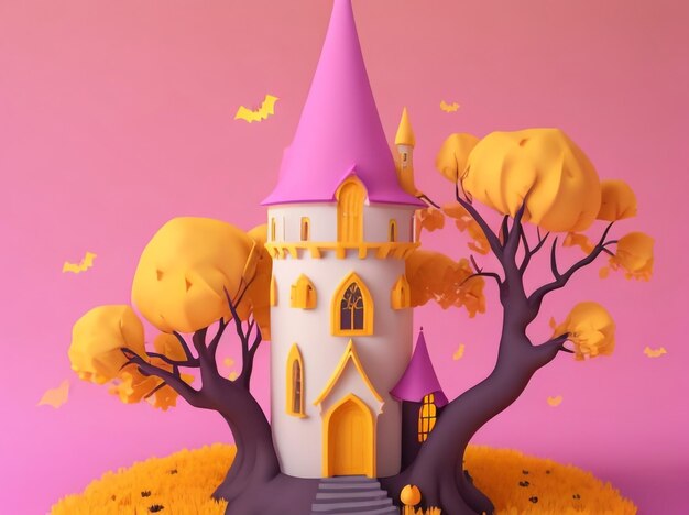 Halloween Style Witch Castle in Spooky Ambiance