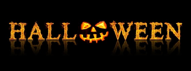 Foto testo di halloween - vecchio jack-o-lantern su sfondo nero