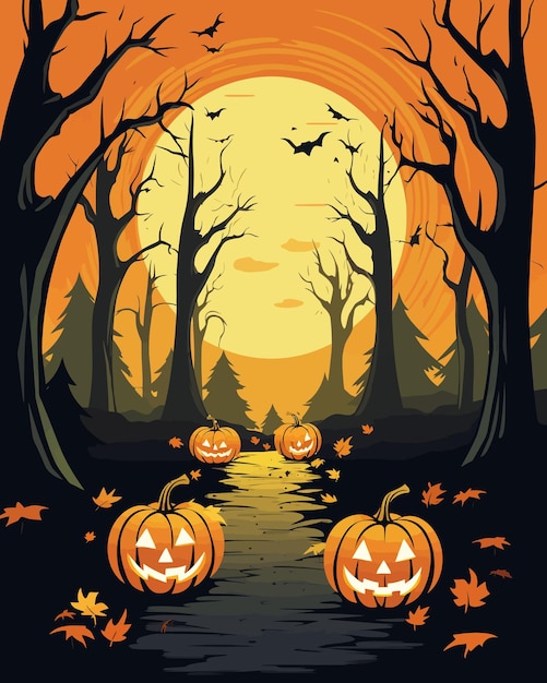 Halloween theme flat vector illustration