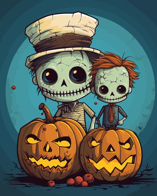 Halloween theme flat vector illustration