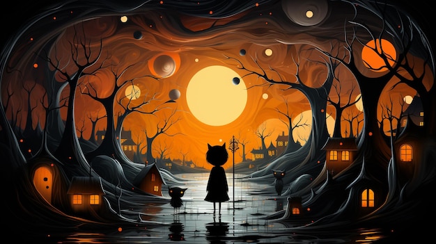 Иллюстрация на тему Хэллоуина для фона