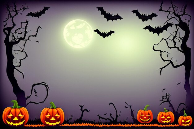 Photo a halloween theme with bats and the moon in the background