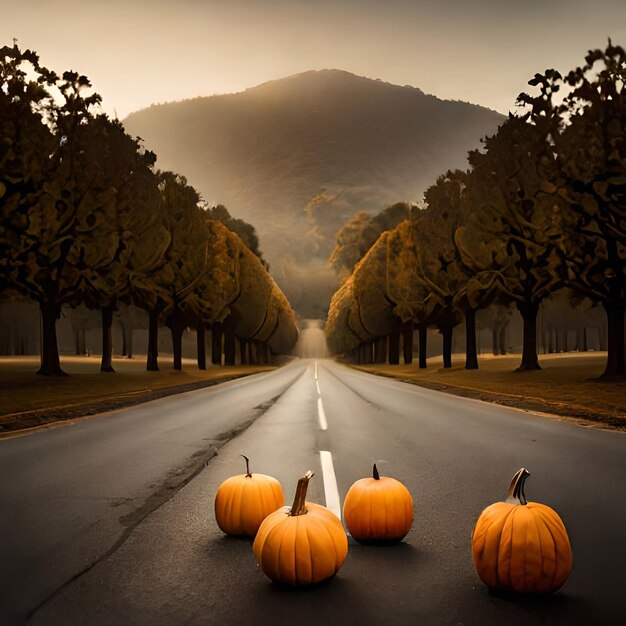 Photo halloween themed banner with set of jack o lantern pumpkins and spooky pattern