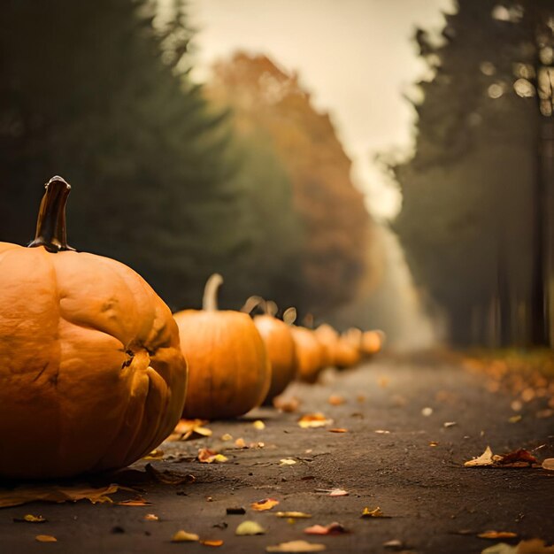 Halloween themed banner with set of jack o lantern pumpkins and spooky pattern