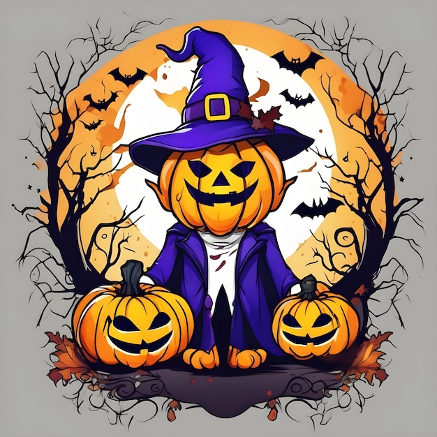 Halloween themed vector art for t shirt and poster design
