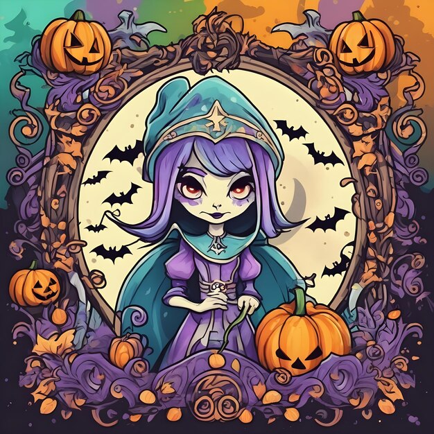 Halloween themed vector art for t shirt and poster design