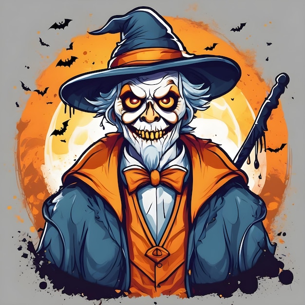 Halloween themed vector art for t shirt and poster design