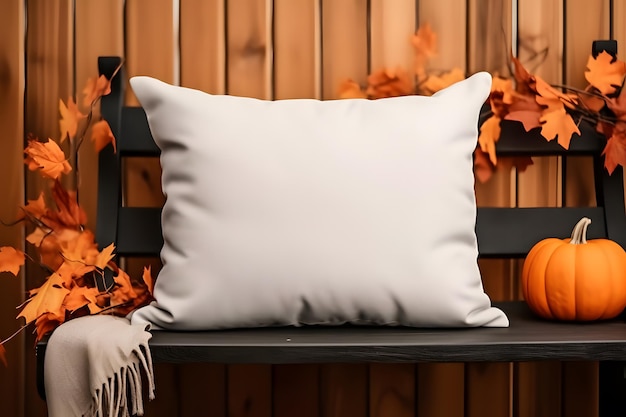 ハロウィン・ホワイト・クッション (Halloween White Pillow) のモックアップ