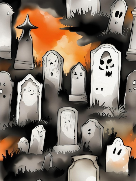 Halloween Tombstones Pattern