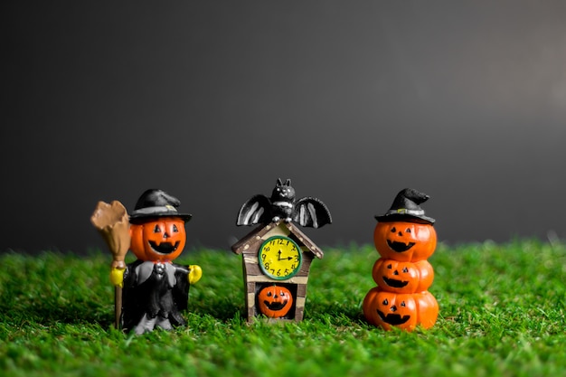 Halloween toys on the grass.