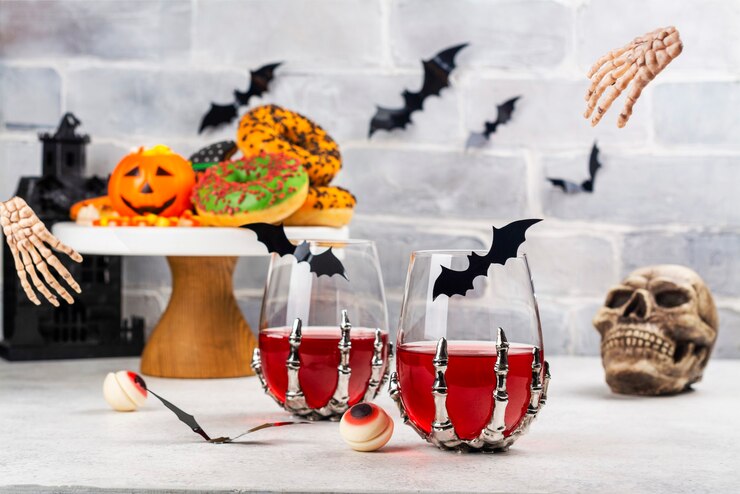 ハロウィーンのトリックオアトリートパーティーテーブル