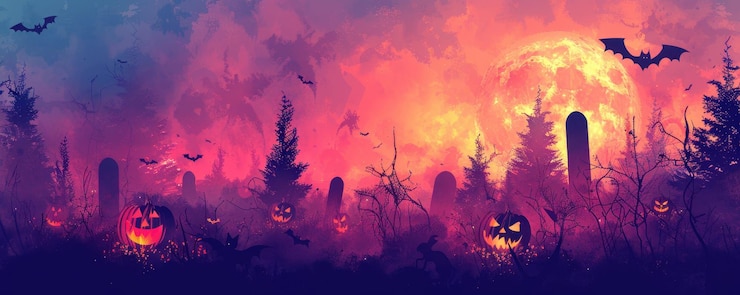 Photo halloween trickortreat party with vibrant decorations