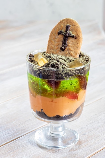 Halloween trifle graveyard dessert cups