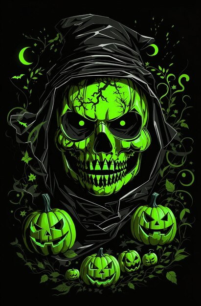 Хэллоуин дизайн футболки с черным фоном
