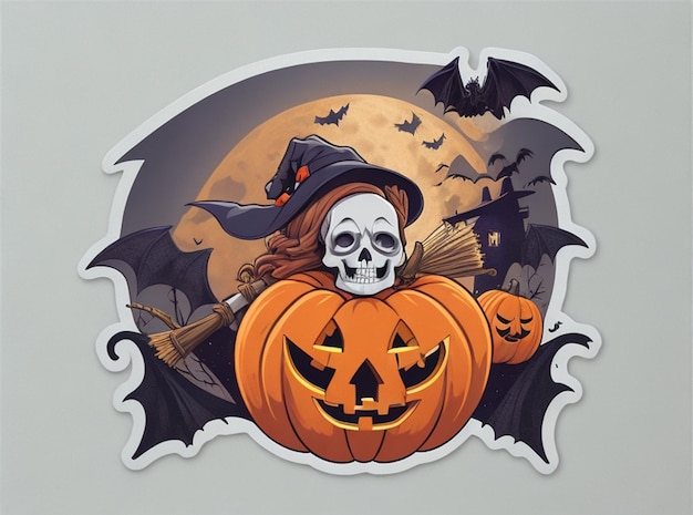 Halloween tshirt logo sticker met pompoen