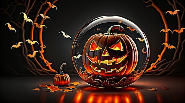 Halloween Vector Background with Pumpkinfilled night moon halloween Best AI