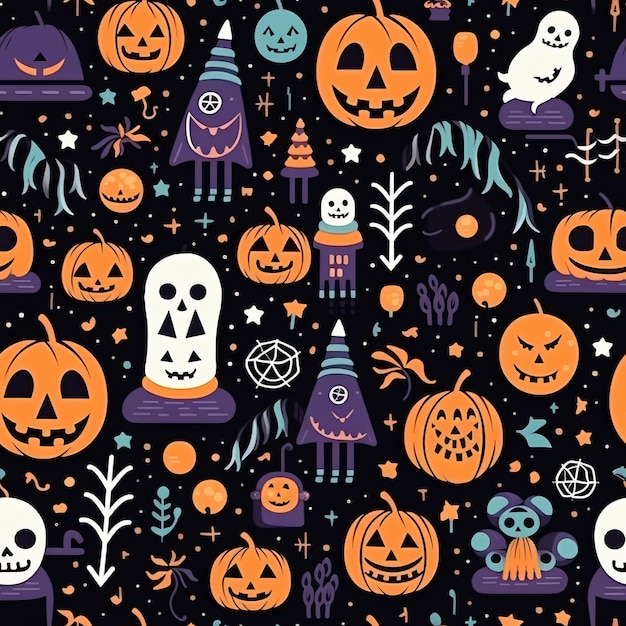 Halloween vector seamless pattern