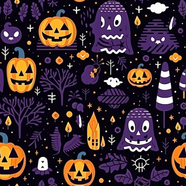 Halloween vector seamless pattern