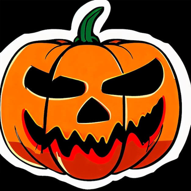 halloween vector sticker of pumpkin that is easy to cut out clip art bright colors anime style