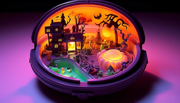 A halloween version of a polly pocket toy compact