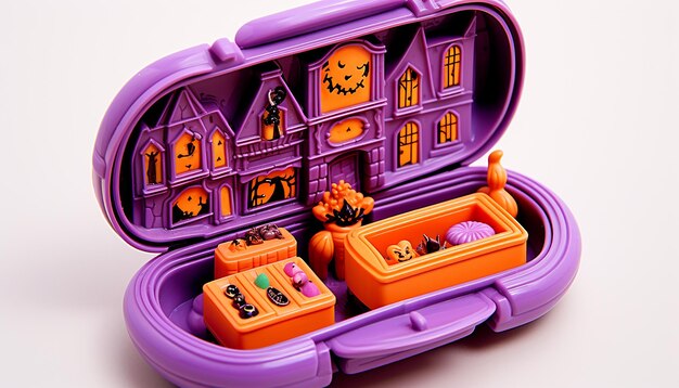 A halloween version of a polly pocket toy compact