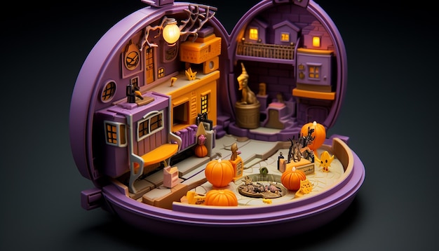 Photo a halloween version of a polly pocket toy compact