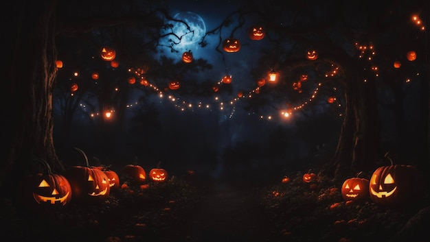 halloween vibe background with pumpkins