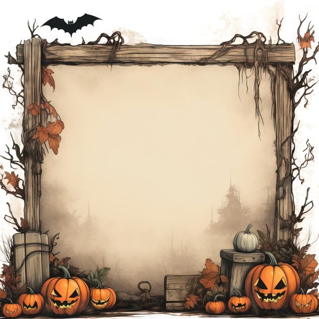 Halloween vintage frame halloween gratis achtergrond Ai gegenereerde Halloween-illustratie met hoge resolutie op witte achtergrond