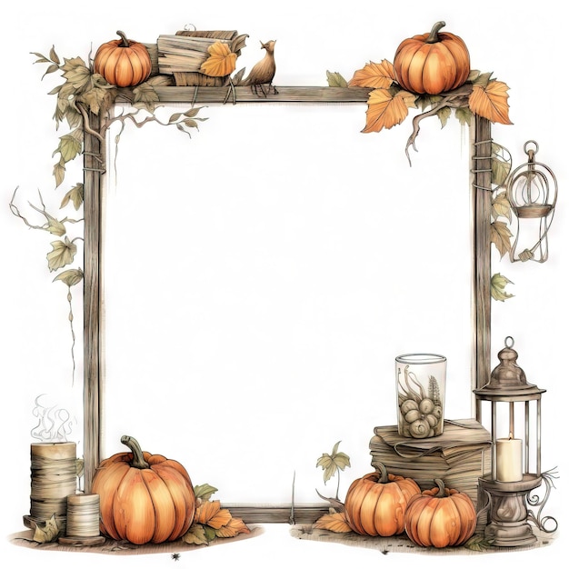 Halloween vintage frame halloween vrije achtergrond Ai gegenereerd hoge resolutie halloween illustratie op witte achtergrond