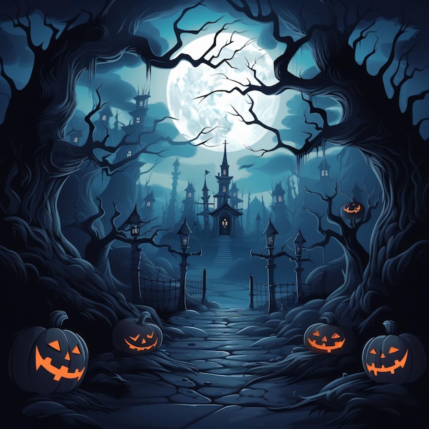 Halloween volle maan achtergrond vector illustratie