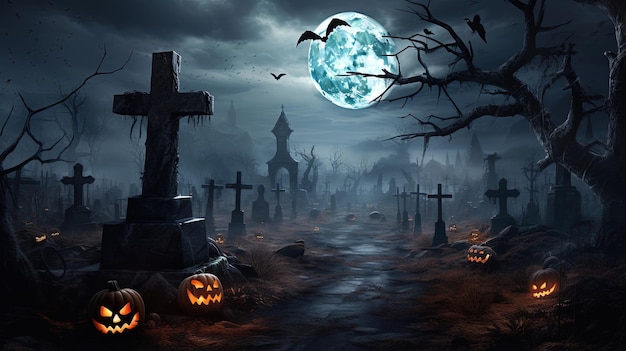 Halloween wallpaper in a cemetery
