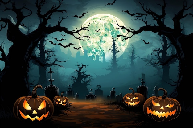 Фото Хэллоуинские обои или страшный фон мистический и волшебный хеллоуинский фон с тыквой