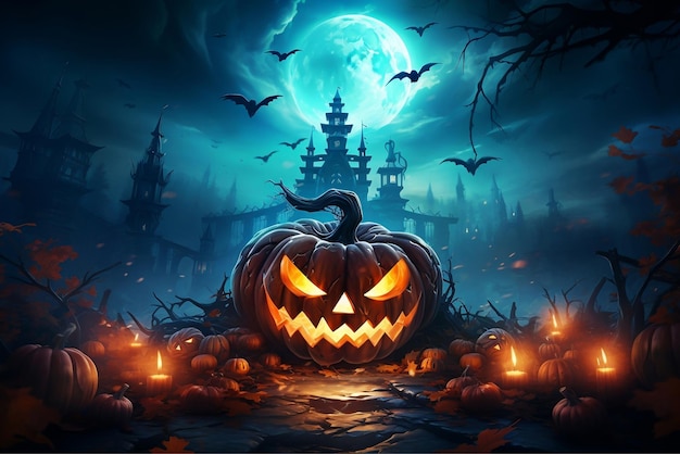 Photo halloween wallpaper with evil pumpkins