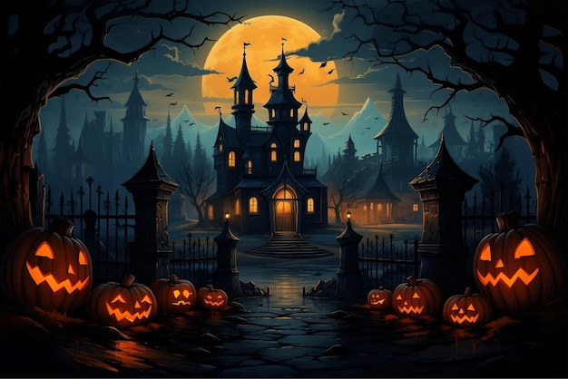 Photo halloween wallpaper with evil pumpkins