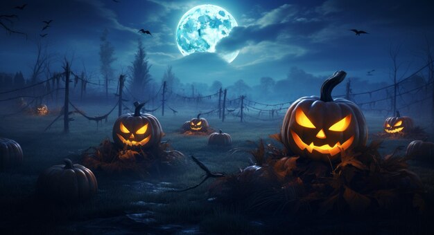 Halloween wallpaper with evil pumpkins