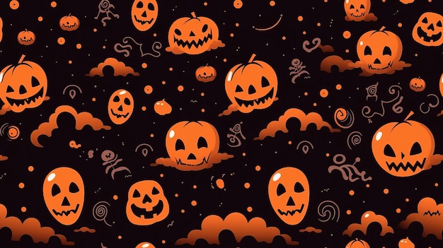 halloween wallpaper with pumpkins and ghosts
