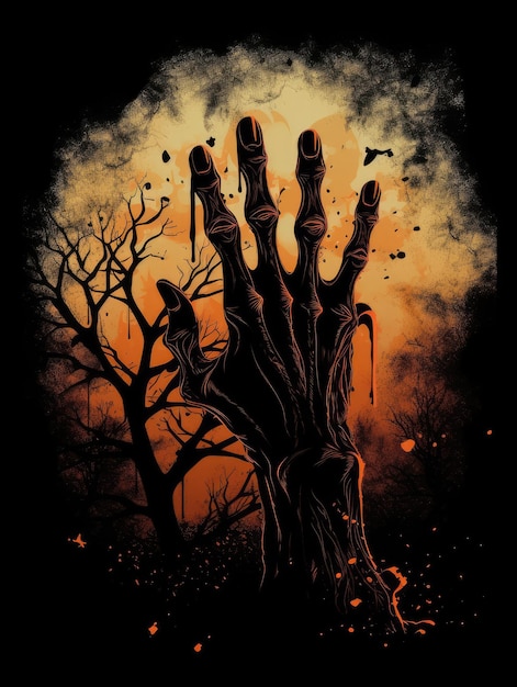 Halloween wallpaper with zombie hand generative ai