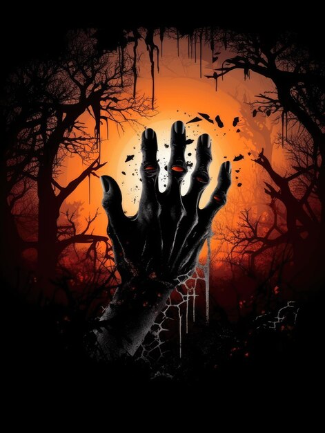 Halloween wallpaper with zombie hand generative ai