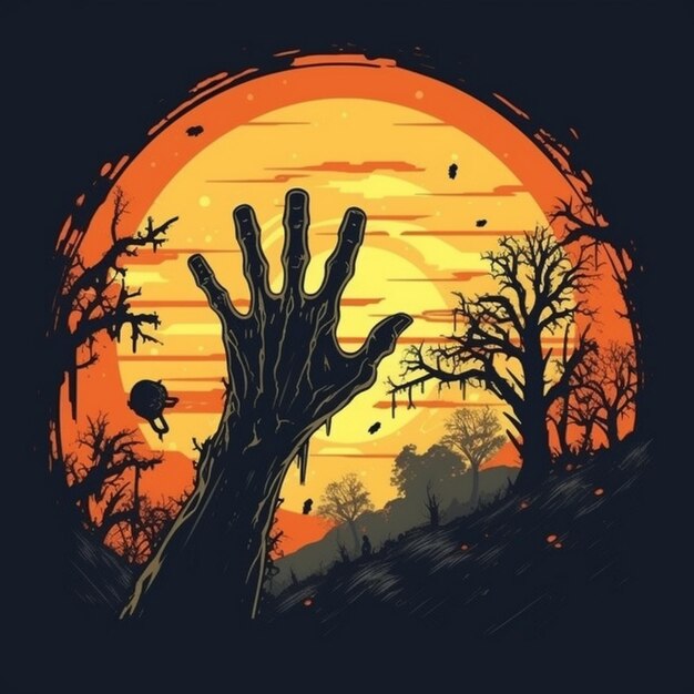 Premium AI Image | Halloween wallpaper with zombie hand