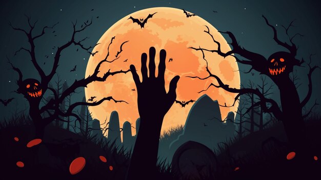 Halloween wallpaper with zombie hand