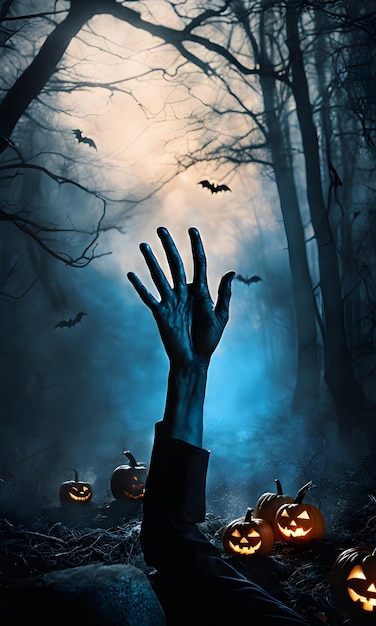 Halloween wallpaper with zombie hand