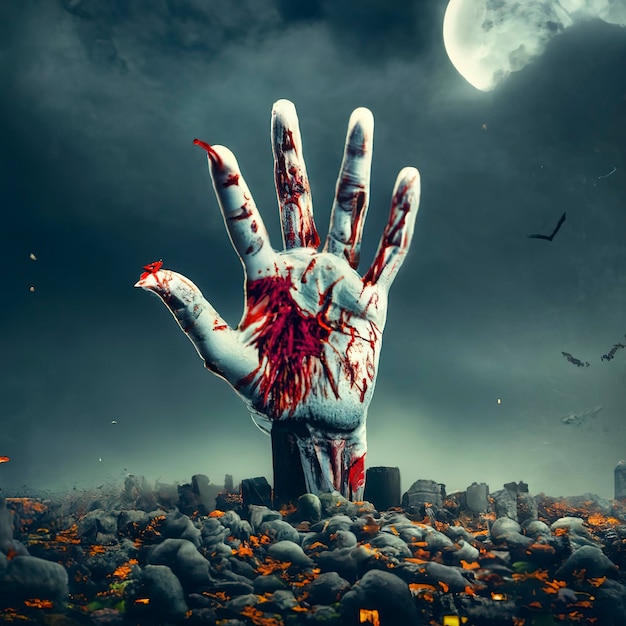 Halloween wallpaper with zombie hand