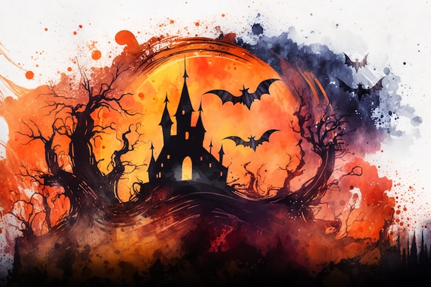 Halloween watercolor abstract background for business designGenerative AI