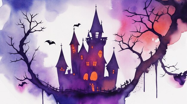 Halloween watercolor abstract background for Halloween