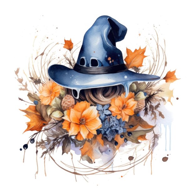 Halloween watercolor composition Illustration AI Generative